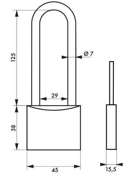 Cadenas à clé TYPE 1 - 45 mm anse haute