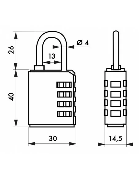 Cadenas 40 mm combinaison modiable ouvrant sur clé passe