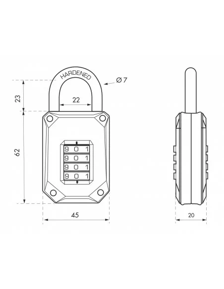 Cadenas CODE X 45mm combinaison modifiable