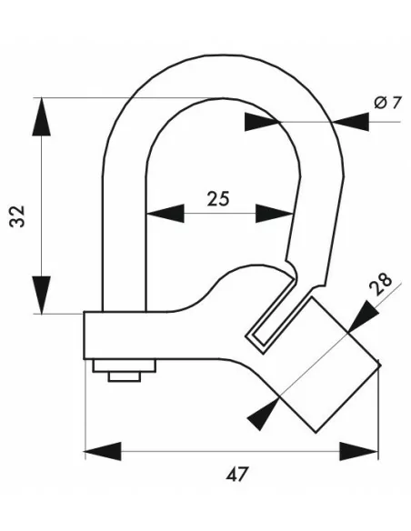 Cadenas d'artillerie 129 à talon coudé anse acier vis demi-lune