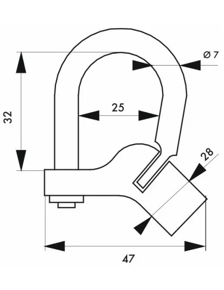 Cadenas d'artillerie 129 c à talon coudé anse laiton vis demi-lune