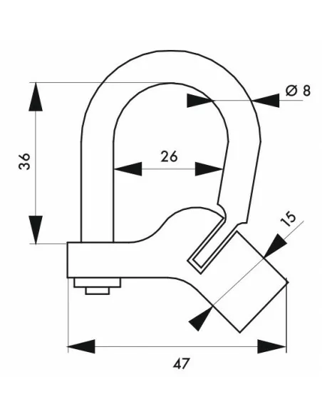 Cadenas d'artillerie 29 c à talon coudé anse laiton triangle 5 mm