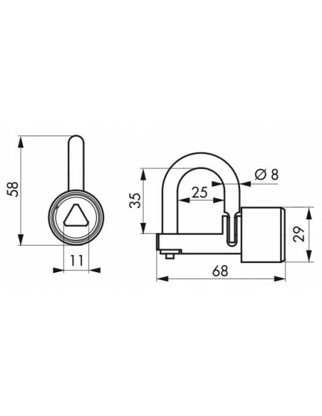 Cadenas d'artillerie talon droit anse laiton triangle 11 mm