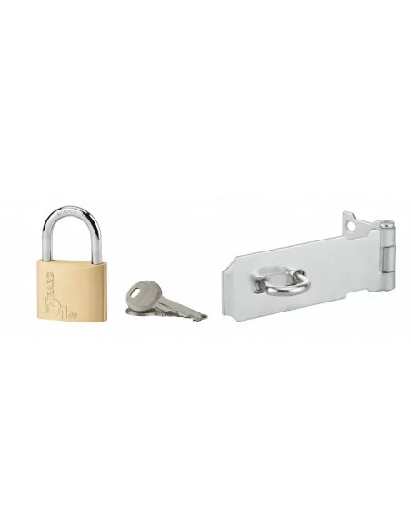 Kit porte-cadenas zingué 100 mm et cadenas 40 mm