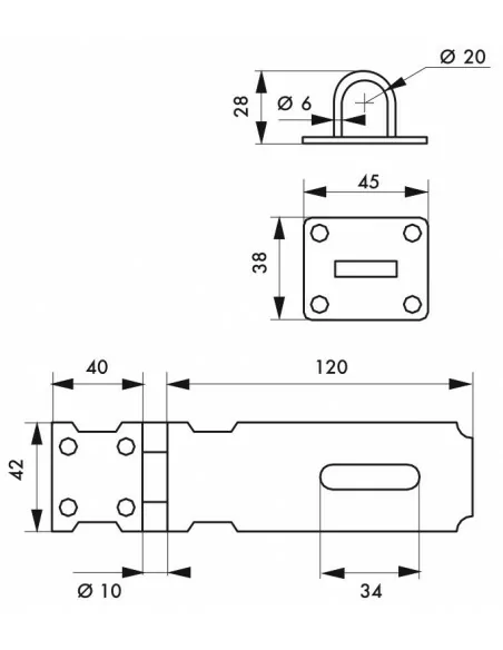 Porte-cadenas acier zingué 125 mm