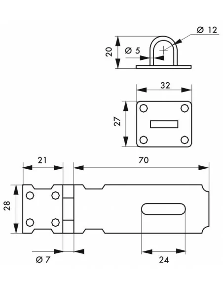 Porte-cadenas acier zingué 75 mm