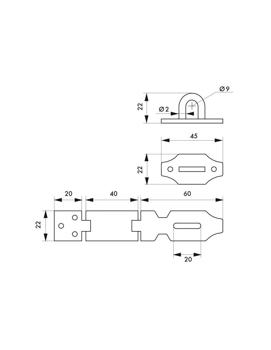 THIRARD - Porte-cadenas à pattes, acier, fermeture de coffres et portes, 2  pattes