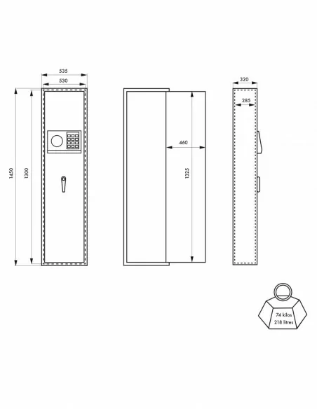 Armoire à fusils MONTERIA 10 fusils à combianaison