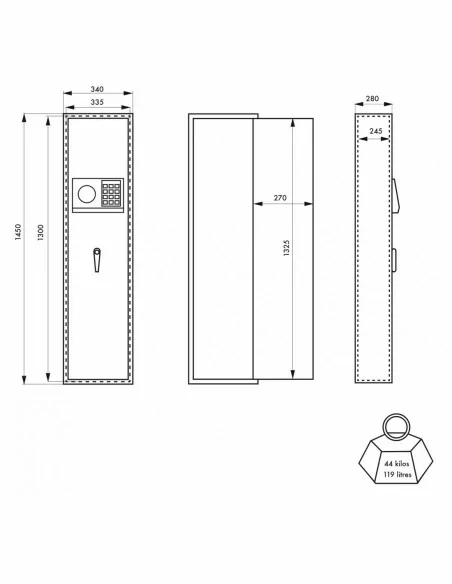 Armoire à fusils MONTERIA 5 fusils à combianaison