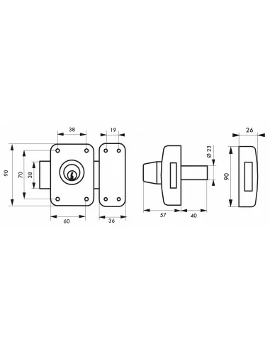 Verrou CAPITAL à cylindre double 40 mm 3 clés Verrou CAPITAL à cylindre double 40 mm 3 clés