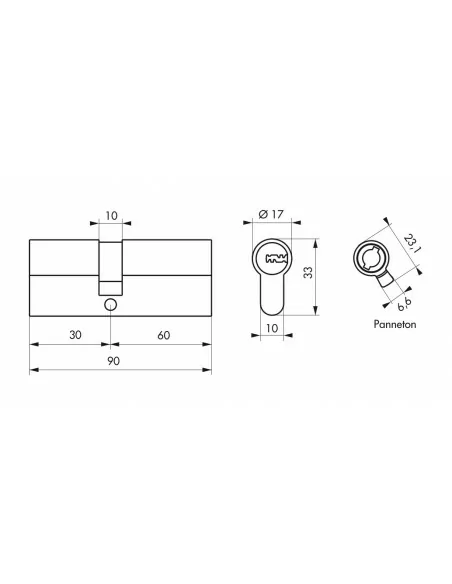 CYLINDRE TRANSIT 2 URGENCE 30X60 NICKELE 4 CLES