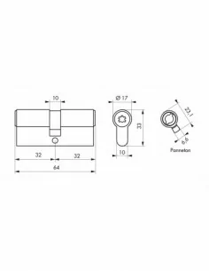 Cylindre FEDERAL 2, 32x32mm - 3 clés - THIRARD 2
