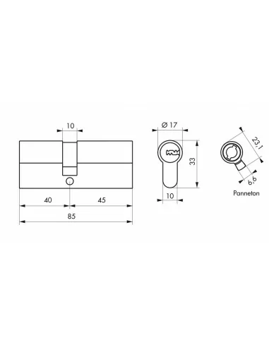 Cylindre Profilé TRANSIT 2 40x45mm - 3 clés, nickelé - THIRARD Cylindre Profilé TRANSIT 2 40x45mm - 3 clés, nickelé - THIRARD
