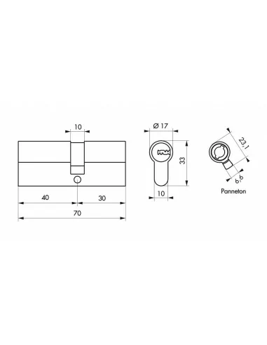 Cylindre 40x30 mm snap 30 mm 4 clés Cylindre 40x30 mm snap 30 mm 4 clés