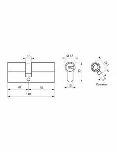 Cylindre 40x70 mm 5 clés longues fonction urgence 2