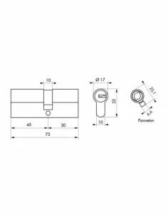 Cylindre 45x30mm snap 30 mm nickelé 4 clé 2