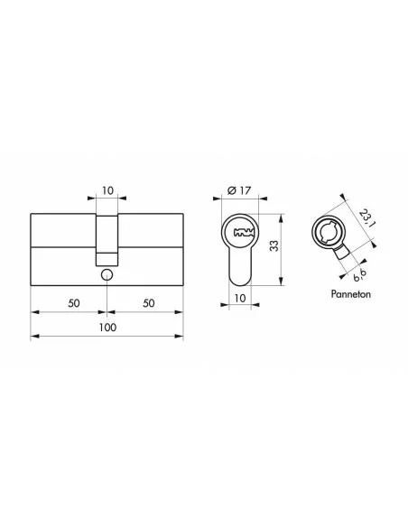 Cylindre 50x50 mm 5 clés longues fonction urgence