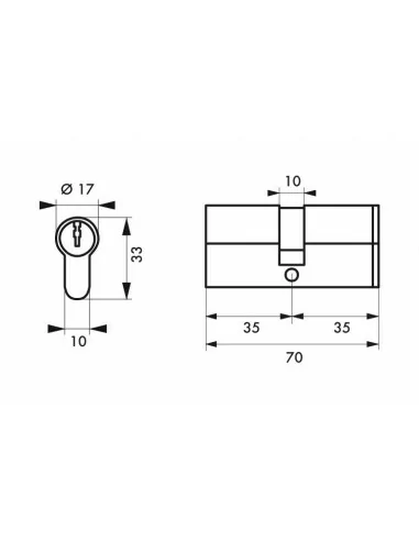 Cylindre Profilé HG5+ 35x35mm - 3 clés, nickelé - THIRARD Cylindre Profilé HG5+ 35x35mm - 3 clés, nickelé - THIRARD