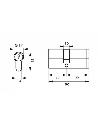 Cylindre Profilé HG5+ 35x55mm - 3 clés, nickelé - THIRARD Cylindre Profilé HG5+ 35x55mm - 3 clés, nickelé - THIRARD