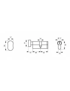 Cylindre Profilé HG5+ à bouton, 40BTx35mm - 3 clés, nickelé - THIRARD 2