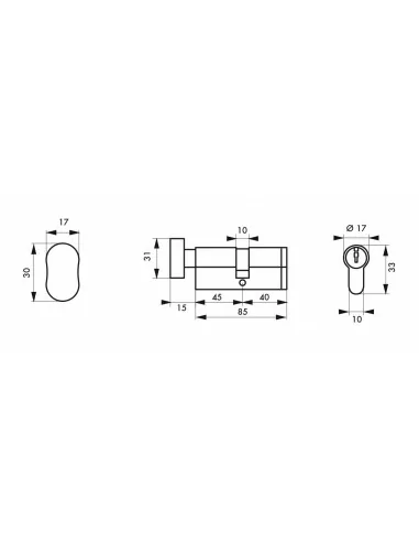 Cylindre profilé HG5+ à bouton, 45BTx40mm - Nickelé, 3 clés - THIRARD Cylindre profilé HG5+ à bouton, 45BTx40mm - Nickelé, 3 clés - THIRARD