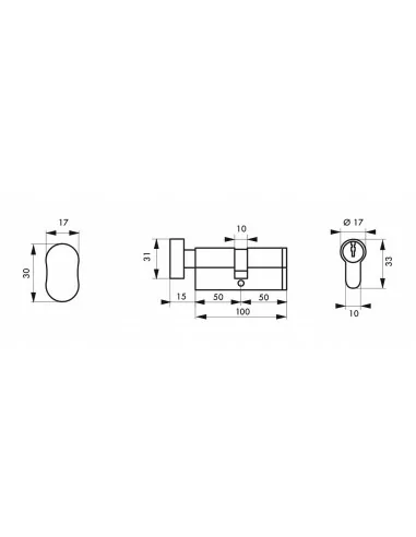 Cylindre profilé HG5+ à bouton, 50BTx50mm - Nickelé, 3 clés - THIRARD Cylindre profilé HG5+ à bouton, 50BTx50mm - Nickelé, 3 clés - THIRARD