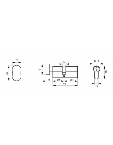 Cylindre Pofilé HG5+ à bouton, 60BTx30mm - 3 clés, nickelé - THIRARD Cylindre Pofilé HG5+ à bouton, 60BTx30mm - 3 clés, nickelé - THIRARD
