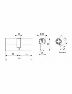 Cylindre Profilé ADRIATIC 2 36x36mm - 5 clés, nickelé - THIRARD 2