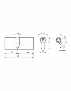 Cylindre Profilé ADRIATIC 2 36x46mm - 5 clés, nickelé - THIRARD 2