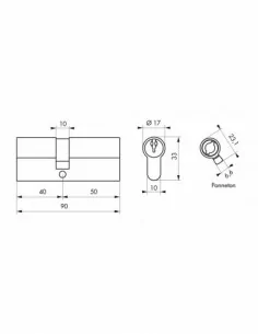 Cylindre 40 x 50 mm 3 clés 2