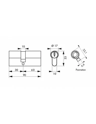 Cylindre Profilé HG5+ 30x60mm - 5 clés, nickelé - THIRARD Cylindre Profilé HG5+ 30x60mm - 5 clés, nickelé - THIRARD
