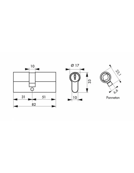 Cylindre hg6+ 31x51mm 5 clés panneton orientable