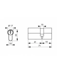 Cylindre Profilé HG6+ 61x10mm à panneton orientable - 5 clés, nickelé - THIRARD 2