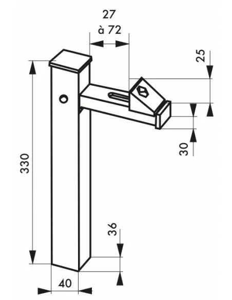 Arrêt de portail vertical aluminium anodisé