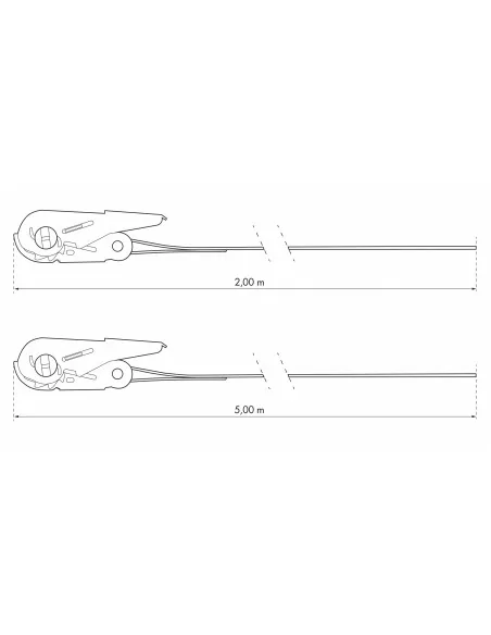 Lot de 4 sangles à cliquet largeur 25mm (2x3m + 2x5m)