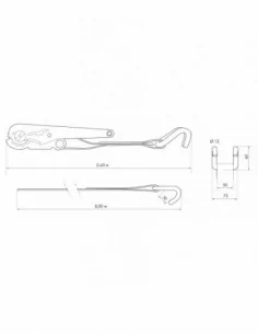 Sangle à cliquet gainé 50mm x 8,00m à crochet double 2