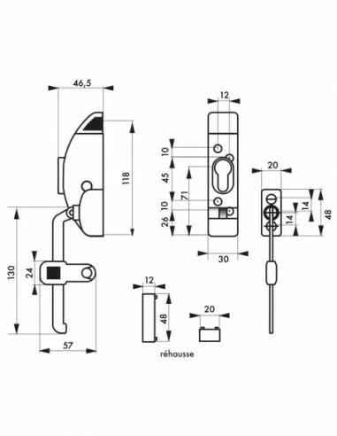 Boîtier Entrebailleur de fenetre blanc sans cylindre Boîtier Entrebailleur de fenetre blanc sans cylindre