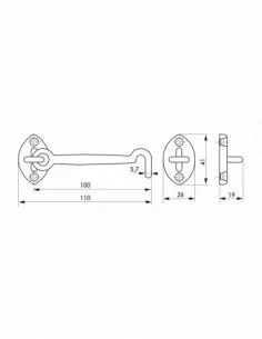Crochet chromé 100 mm 2