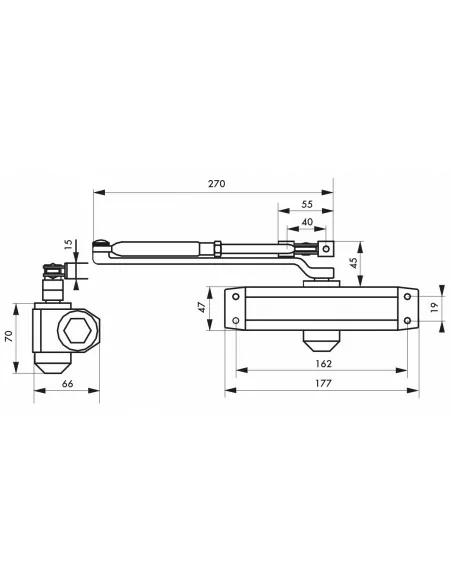 Ferme porte hydraulique eco argent force 3