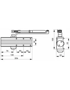 Ferme-porte hydraulique design réversible noir avec bras standard force 3 2