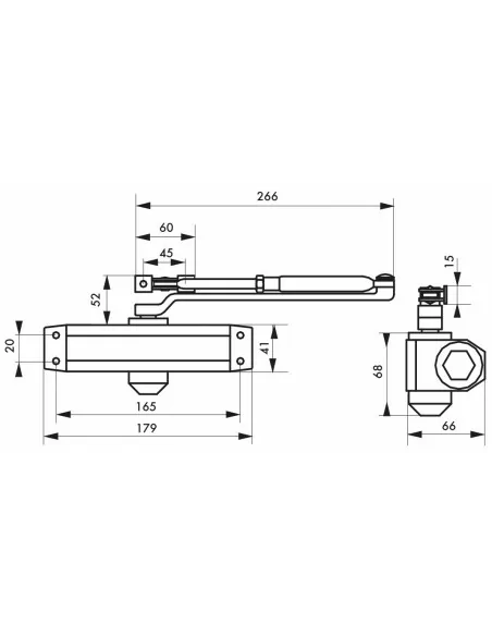 Ferme-porte hydraulique réversible argent force 3