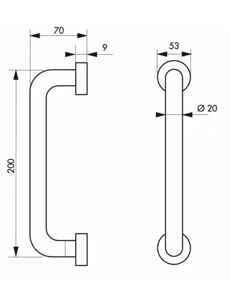 Barre de maintien Ø19mm l.200mm - inox brossé