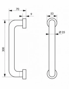 Barre de maintien Ø25mm l.300mm - inox brossé 2