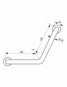 Barre de maintien angle 135° Ø32mm l.350mm - inox poli 2