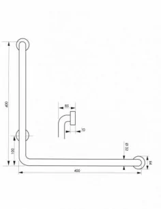 Barre de maintien angle 90° Ø32mm l.350mm - inox brossé 2