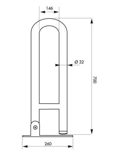 Barre de maintien rabattable Ø32mm l.700mm - inox poli