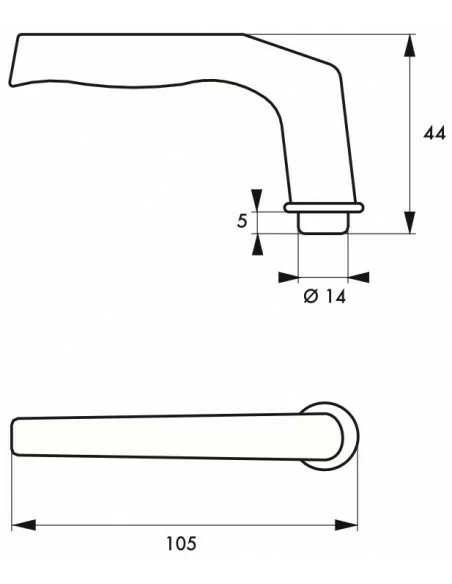 Bequille double carré 6 mm 1 portée poignée de porte alu poli / bequille double