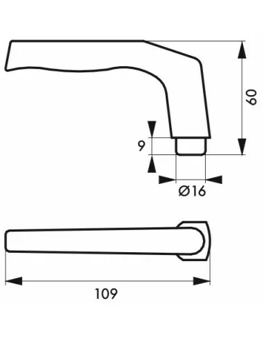 Bequille double noire carré 8 mm Bequille double noire carré 8 mm