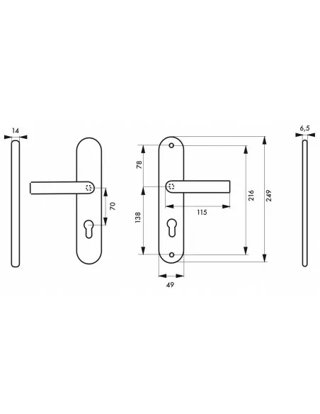 Ensemble de securite béquille double aspect inox f9