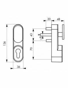 Bouton de manoeuvre exterieur laqué gris - sans cylindre profilé 2